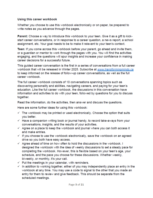 eBook: Parent & Teen Career Workbook (Conversation 2) - Image 2